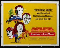 d659 SOMETIMES A GREAT NOTION half-sheet movie poster '71 Paul Newman