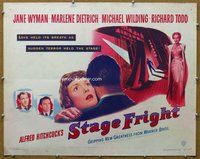 d663 STAGE FRIGHT half-sheet movie poster '50 Dietrich, Hitchcock