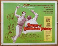 d682 SWORD OF SHERWOOD FOREST half-sheet movie poster '60 Robin Hood!