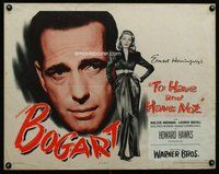 d698 TO HAVE & HAVE NOT style B half-sheet movie poster '44 Bogart, Bacall