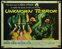 d705 UNKNOWN TERROR half-sheet movie poster '57 secrets of HELL!
