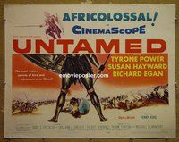 d706 UNTAMED half-sheet movie poster '55 Tyrone Power, Susan Hayward