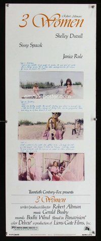 d017 3 WOMEN insert movie poster '77 Robert Altman, Shelley Duvall