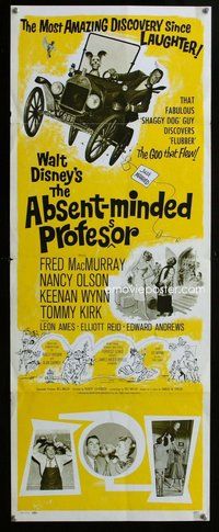 d026 ABSENT-MINDED PROFESSOR insert movie poster '61 Disney, Flubber!