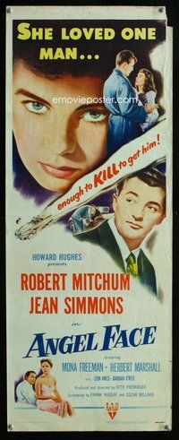 d034 ANGEL FACE insert movie poster '53 Robert Mitchum, Jean Simmons