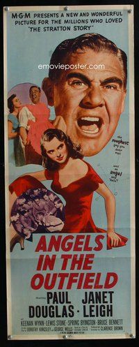 d035 ANGELS IN THE OUTFIELD insert movie poster '51 baseball!