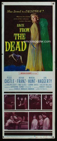 d041 BACK FROM THE DEAD insert movie poster '57 Peggie Castle, horror!