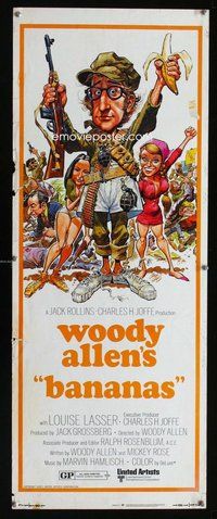 d045 BANANAS insert movie poster '71 Woody Allen, Jack Davis art!