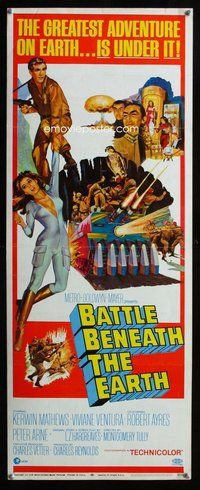 d048 BATTLE BENEATH THE EARTH insert movie poster '68 Kerwin Mathews