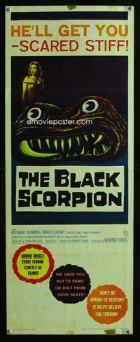 d054 BLACK SCORPION insert movie poster '57 wild wacky creature!