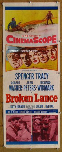 d067 BROKEN LANCE insert movie poster '54 Spencer Tracy, Wagner
