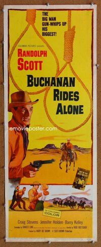 d068 BUCHANAN RIDES ALONE insert movie poster '58 Scott, Boetticher
