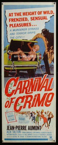d076 CARNIVAL OF CRIME insert movie poster '64 frenzied in Brazil!