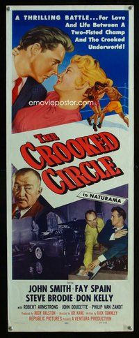 d091 CROOKED CIRCLE insert movie poster '57 boxing film noir!