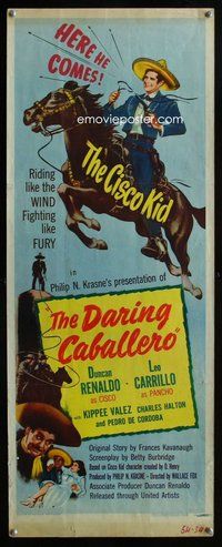 d097 DARING CABALLERO insert movie poster '49 Renaldo as the Cisco Kid