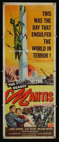 d101 DEADLY MANTIS insert movie poster '57 classic sci-fi insect!