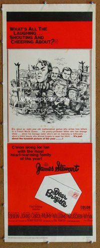 d102 DEAR BRIGITTE insert movie poster '65 Stewart, Jack Davis art!