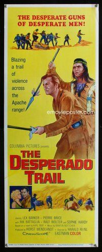 d104 DESPERADO TRAIL insert movie poster '66 Lex Barker western!