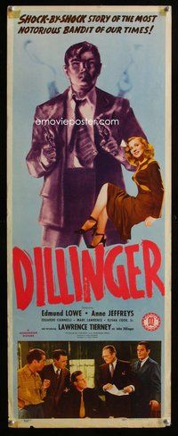 d106 DILLINGER insert movie poster '45 Lawrence Tierney, Edmund Lowe