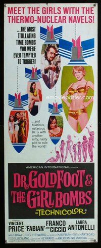 d110 DR GOLDFOOT & THE GIRL BOMBS insert movie poster '66 Mario Bava