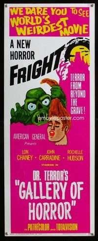 d111 DR TERROR'S GALLERY OF HORROR insert movie poster '66 wierdest!
