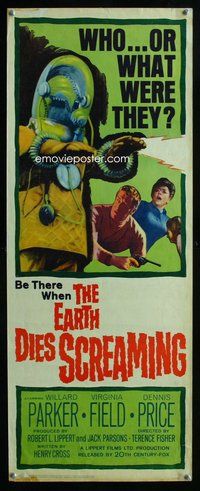 d113 EARTH DIES SCREAMING insert movie poster '64 Terence Fisher