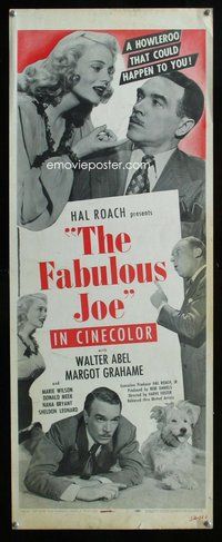 d116 FABULOUS JOE insert movie poster '48 Margot Grahame, talking dog!