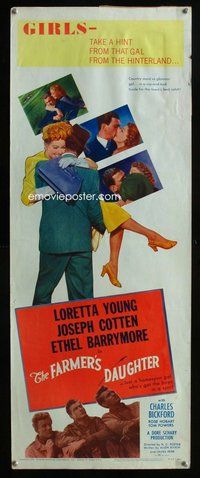d123 FARMER'S DAUGHTER insert movie poster R54 Loretta Young, Cotten