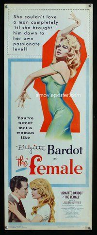 d359 WOMAN LIKE SATAN insert movie poster '59 sexy Brigitte Bardot!
