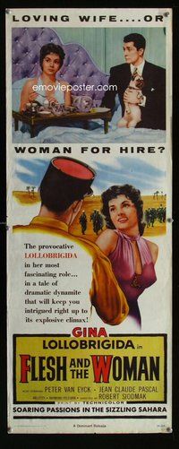 d128 FLESH & THE WOMAN insert movie poster '54 Gina Lollobrigida