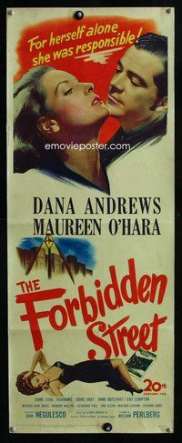 d130 FORBIDDEN STREET insert movie poster '49 Dana Andrews, O'Hara