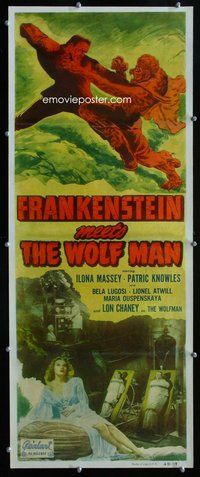 d002 FRANKENSTEIN MEETS THE WOLF MAN insert movie poster R49 Lugosi