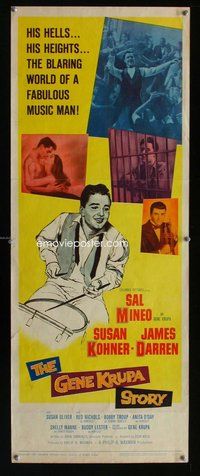 d135 GENE KRUPA STORY insert movie poster '60 Sal Mineo, jazz bio!