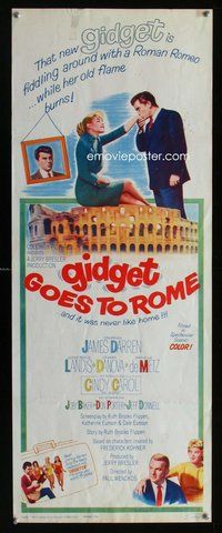 d139 GIDGET GOES TO ROME insert movie poster '63 Darren, Cindy Carol