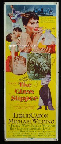 d142 GLASS SLIPPER insert movie poster '55 Leslie Caron, Wilding