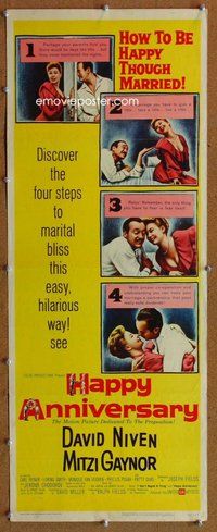 d150 HAPPY ANNIVERSARY insert movie poster '59 David Niven, Gaynor