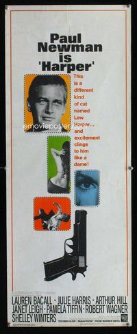 d152 HARPER insert movie poster '66 Paul Newman, Lauren Bacall