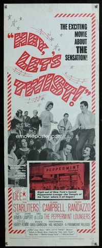 d156 HEY LET'S TWIST insert movie poster '62 Joey Dee, rock n roll!