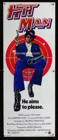 d160 HIT MAN insert movie poster '73 classic blaxploitation image!