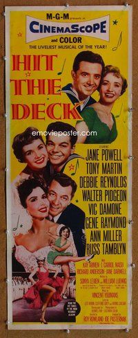 d161 HIT THE DECK insert movie poster '55 Debbie Reynolds, Powell