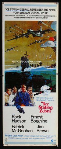 d174 ICE STATION ZEBRA insert movie poster '69 Rock Hudson, Jim Brown