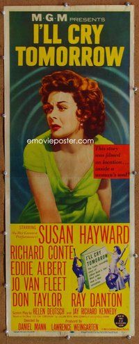 d175 I'LL CRY TOMORROW insert movie poster '55 Susan Hayward, Conte