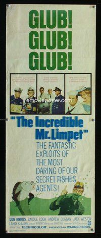 d176 INCREDIBLE MR LIMPET insert movie poster '64 Don Knotts, Cook