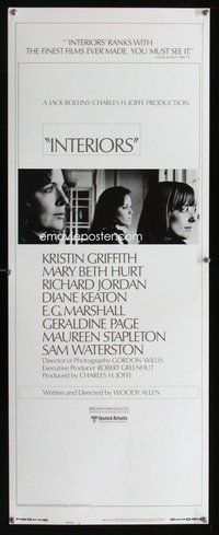 d178 INTERIORS style B insert movie poster '78 Woody Allen, Keaton