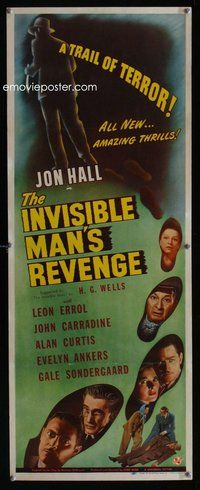 d003 INVISIBLE MAN'S REVENGE insert movie poster '44 Hall, HG Wells