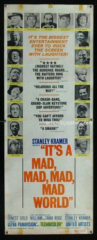 d184 IT'S A MAD, MAD, MAD, MAD WORLD insert movie poster '64 Kramer