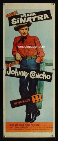 d186 JOHNNY CONCHO insert movie poster '56 Frank Sinatra western!