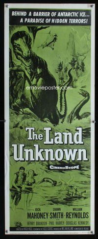 d195 LAND UNKNOWN insert movie poster R64 Ken Sawyer dinosaur art!