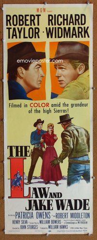 d199 LAW & JAKE WADE insert movie poster '58 Robert Taylor, Widmark
