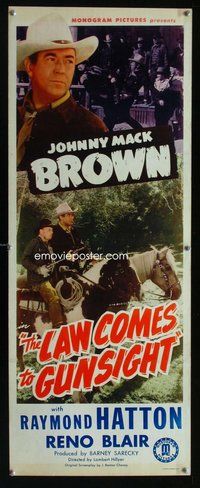 d200 LAW COMES TO GUNSIGHT insert movie poster '47 Johnny Mack Brown